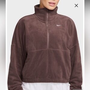 Nike Women's Brown Therma FIT 1/4 zip fleece pullover